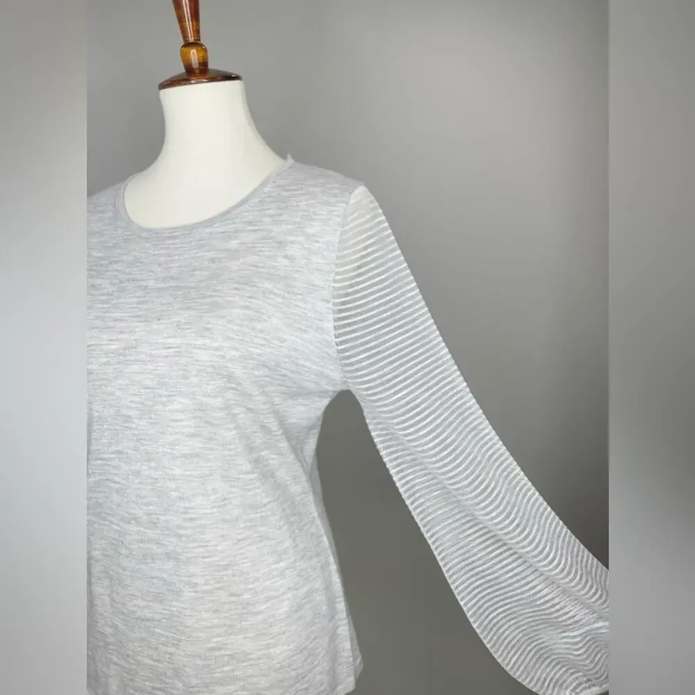 Neiman Marcus Cashmere Collection Sweater with Sheer Ottoman Sleeves Size Large - Picture 10 of 14